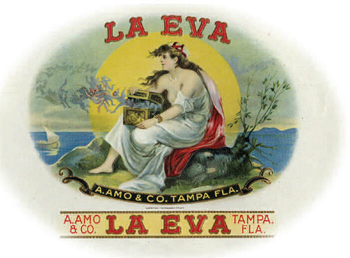 La Eva Cigar Label by A. Amo & Co., Tampa, FL