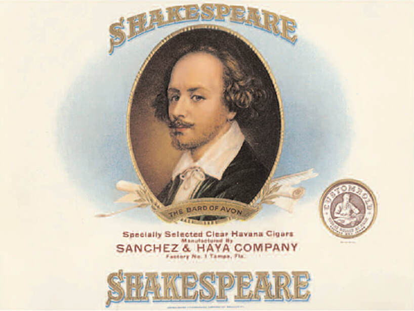 Even William Shakespeare, “The Bard of Avon” was used to market cigars in this Sanchez and Haya Label. Mozart, Mark Twain, and Cervantes all had a label named in their honor. 