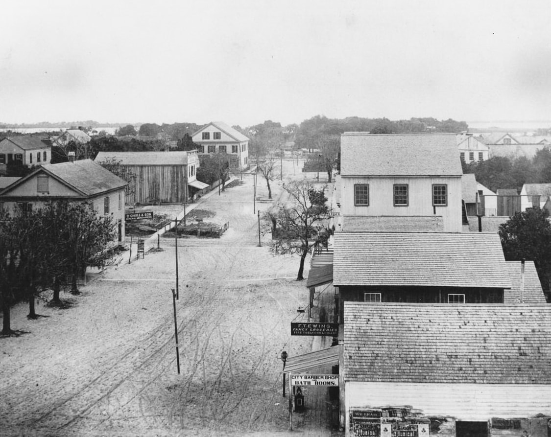 Early view of Franklin Street Downtown Tampa, in the 1800s