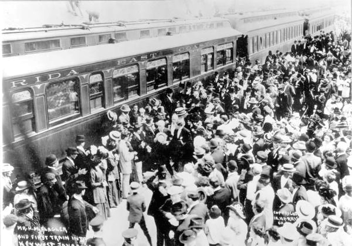 Passengers flock to be the first to travel on Henry Flagler's first train to Key West on January 22, 1912.