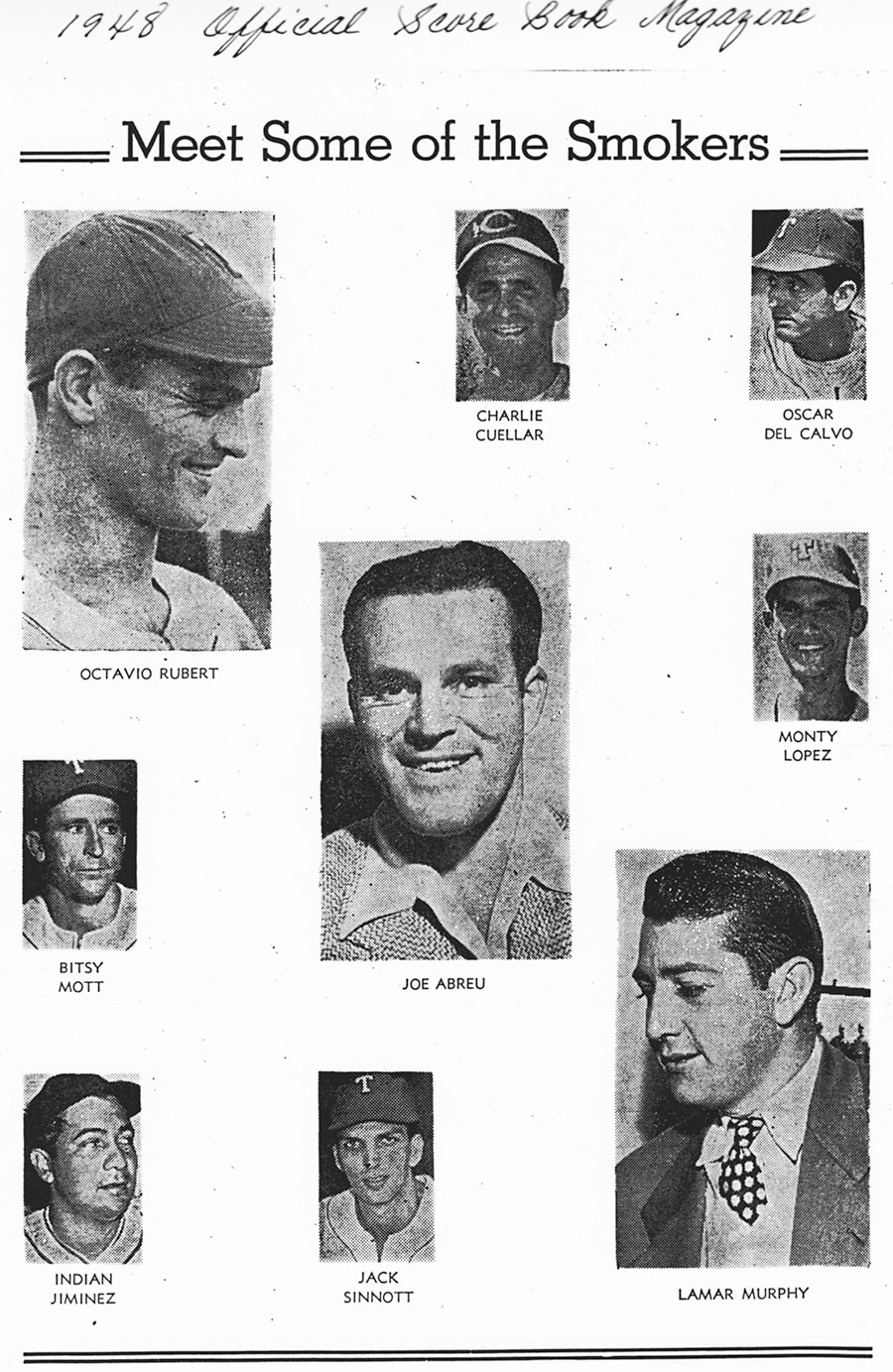 1948 Tampa Smokers page from the official score book magazine.
